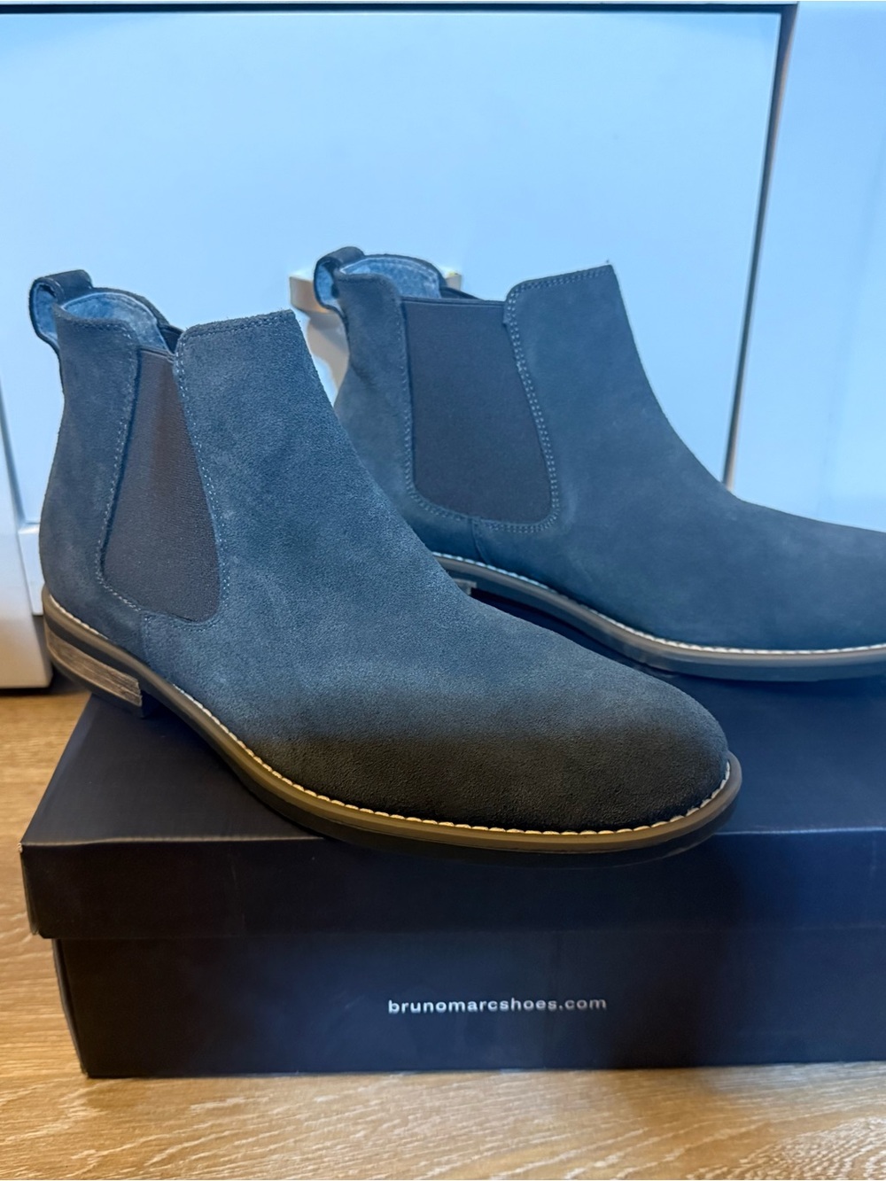 Bruno Marc Men's Suede Chelsea Boots - Slate Gray